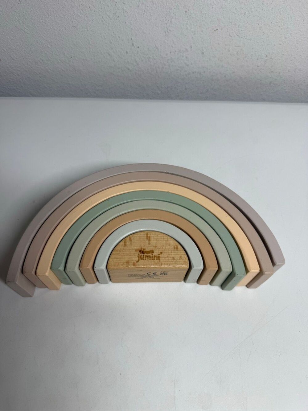 Jumini Stacking Rainbow Retro Baby Toys Pastel Color Baby Natural Wood